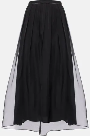 Brunello Cucinelli Pleated silk organza midi skirt
