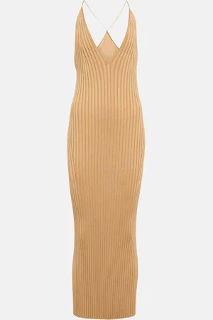 GALVAN Rhea rib-knit halterneck midi dress