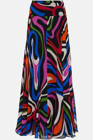 Puccini Marmo silk maxi skirt