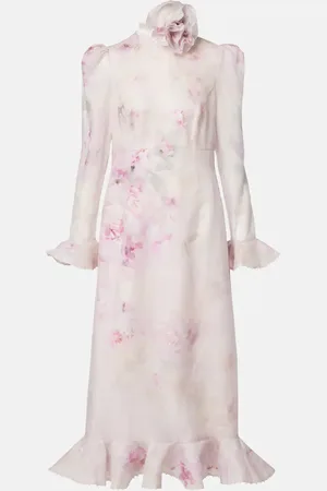 ZIMMERMANN Crush linen and silk midi dress