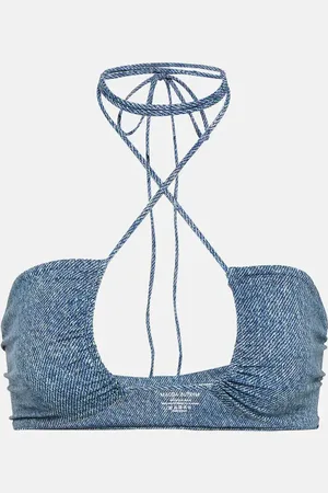 MAGDA BUTRYM Denim-printed halterneck bikini top