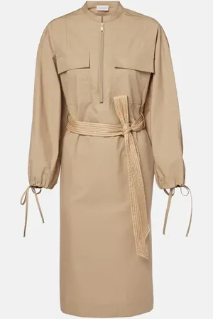 Moncler Belted cotton-blend poplin midi dress