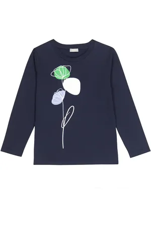 Il gufo Floral long-sleeved cotton T-shirt