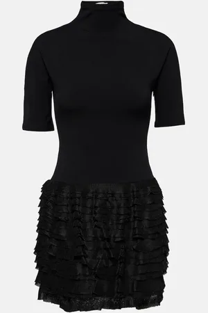 Alaïa Ruffled high-neck jersey minidress