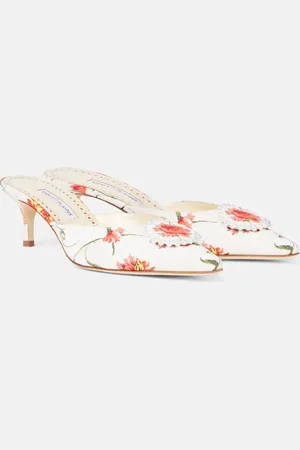 Manolo Blahnik Kifatmu 50 floral embellished satin mules