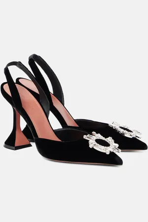Amina Muaddi Begum 95 embellished velvet slingback pumps