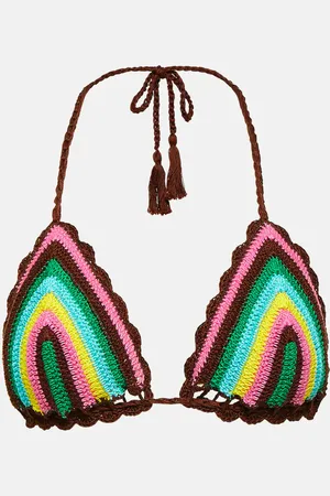 ANNA KOSTUROVA Striped crochet bikini top
