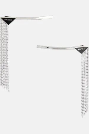 Prada Set of 2 embellished hair clips