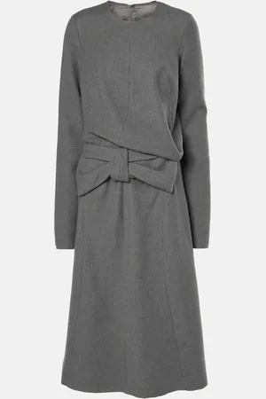 Maison Margiela Gathered cotton and wool midi dress