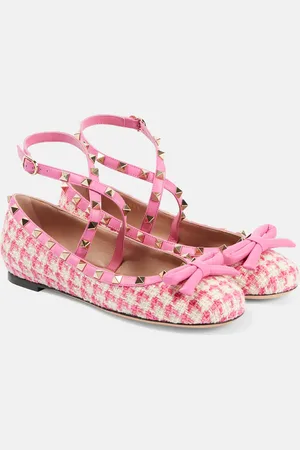 VALENTINO GARAVANI Rockstud tweed ballet flats
