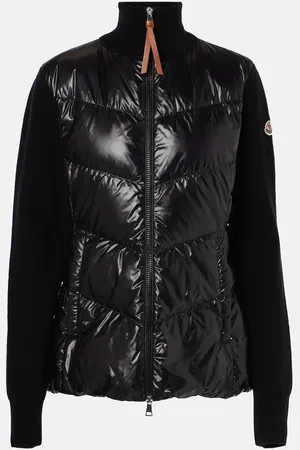 Moncler Down-paneled wool-trimmed cardigan