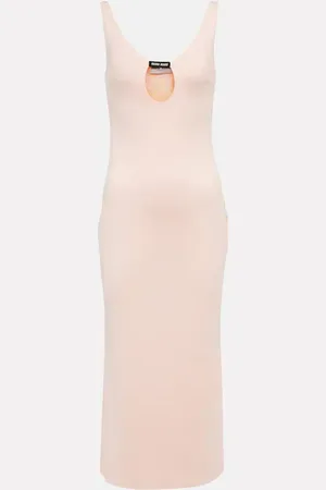 Miu Miu Logo cutout jersey midi dress