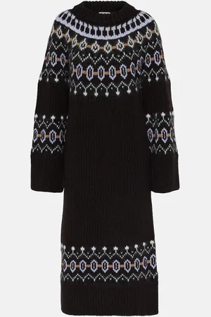 Khaite Rivka Fair Isle cashmere-blend midi dress