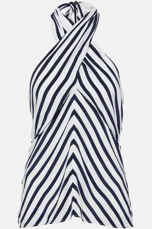 Staud Dawn striped halterneck top