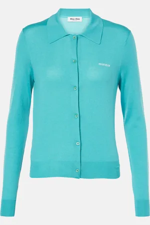 Miu Miu Logo cashmere and silk cardigan