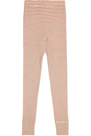 Caramel Judd striped cotton jersey leggings