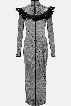 Alessandra Rich Embellished mesh midi dress