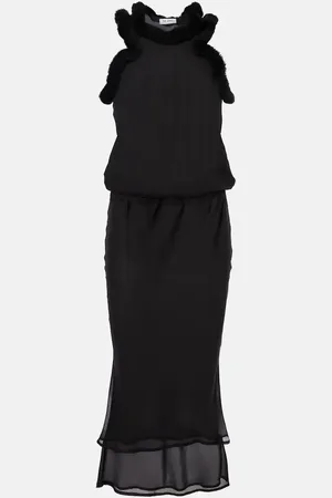 The Attico Faux fur-trimmed midi dress