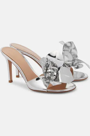 Gianvito Rossi Lucilla floral-appliquÃ© metallic leather mules