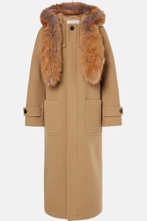 Burberry Faux fur-trimmed wool coat
