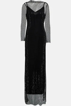 Max Mara Caracas embellished mesh maxi dress