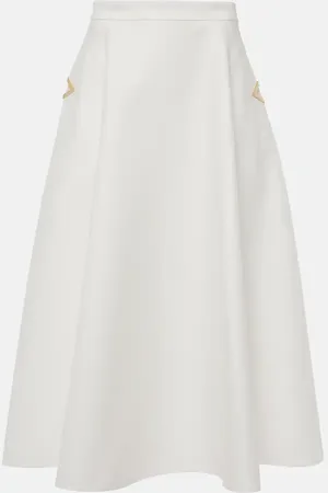 VALENTINO VGold cotton gabardine midi skirt