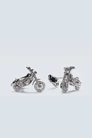 Sydney Evan Motorcycle 14kt white gold cufflinks with diamonds