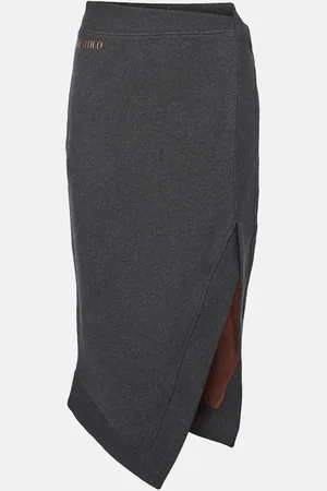 The Attico Logo asymmetric cotton jersey midi skirt