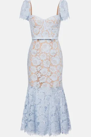 Self-Portrait Floral lace midi dress