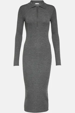 Brunello Cucinelli Ribbed-knit virgin wool and cashmere midi dress