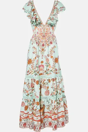 Camilla Floral tiered linen maxi dress