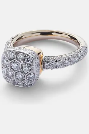 Pomellato Nudo Solitaire 18kt white and rose gold ring with diamonds