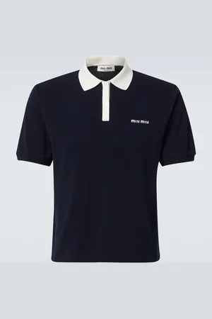 Miu Miu Logo cropped cotton piquÃ© polo shirt