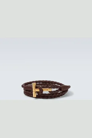Tom Ford T braided leather bracelet