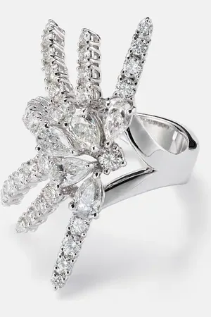 Yeprem Y-Not 18kt white gold ring with diamonds