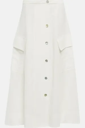Vince Cotton-blend midi skirt