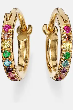 Ileana Makri 18kt hoop earrings with diamonds and stones