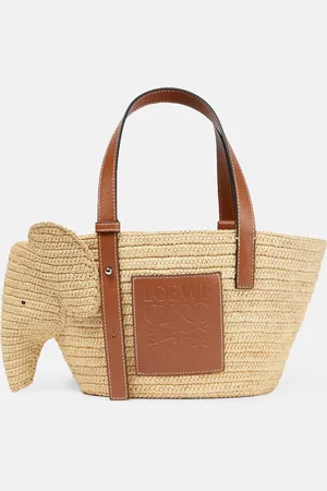Loewe Elephant Small raffia basket bag