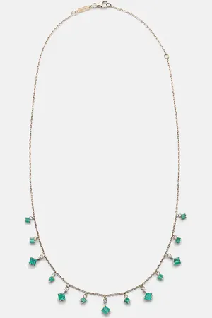 Suzanne Kalan 18kt gold necklace with diamonds and emeralds
