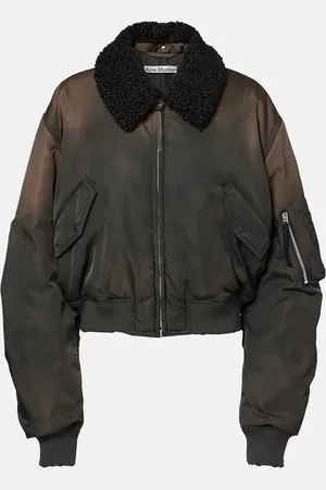 Acne Studios Cropped faux fur-trimmed bomber jacket