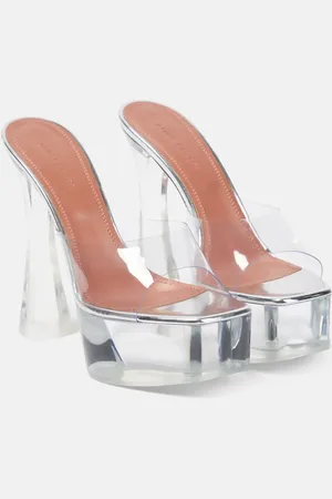 Amina Muaddi Dalida Glass PVC platform mules