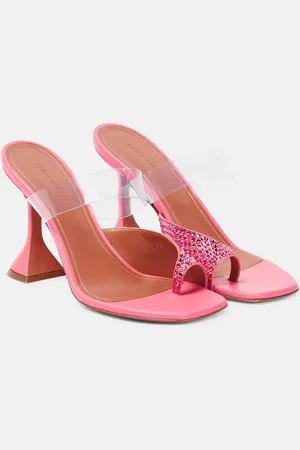 Amina Muaddi Paloma embellished leather and PVC mules