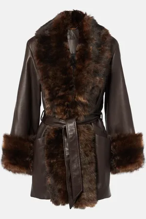 Chloé Shearling-trimmed leather wrap jacket