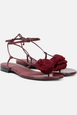 MAGDA BUTRYM Floral-appliquÃ© leather sandals