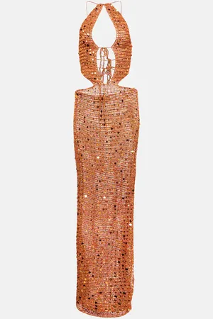 AYA MUSE Morel cutout sequined maxi dress
