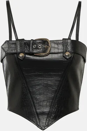 Alessandra Rich Croc-effect leather bustier