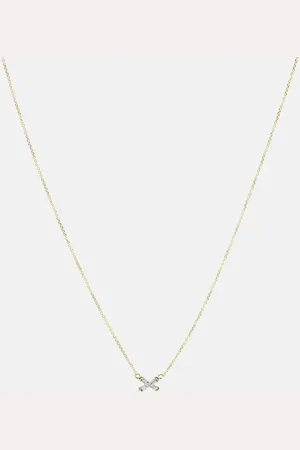 STONE AND STRAND Diamond Cross Stitch 14kt necklace with diamonds