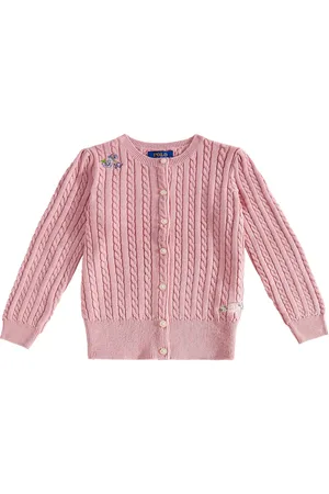 Ralph Lauren Embroidered cable-knit cotton cardigan