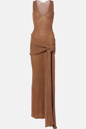 AYA MUSE Alula belted lamÃ© maxi dress