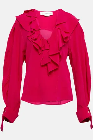 Victoria Beckham Ruffled silk crÃªpe de chine blouse